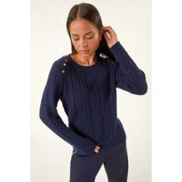 Roman Petite Button Cable Knit Jumper 12 female