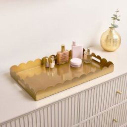 Large Gold Rectangle Scalloped Tray Material: Home Decor & Accessories