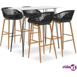 vidaXL 5 Piece Bar Set White and Black