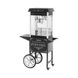 Popcorn Machine with Cart - retro design - 195 / 235 °C - black - Royal Catering