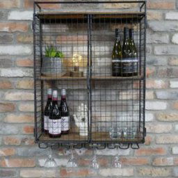 Black and Natural Wire Wine Rack Material: Home Decor & Accessories/Shelves & Storage