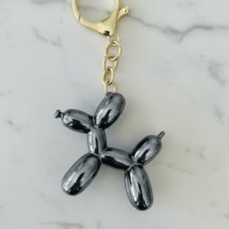 Black Pearlescent Balloon Dog Keyring