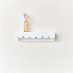 White Scalloped Wall Storage Shelf - 40cm Material: Furniture/Wall Cabinets & Shelving