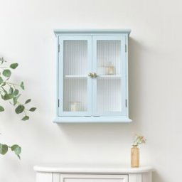 Duck Egg Blue Reeded Glass Wall Cabinet Material: Home Decor & Accessories/Shelves & Storage
