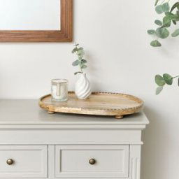 Large Oval Mango Wood Detailed Tray - 52cm Material: Home Decor & Accessories/Trays & Trinket Dishes