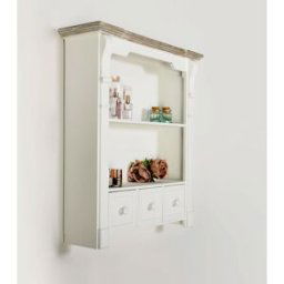White Wooden Wall Shelf Unit with Drawers - 59cm x 68cm Material: Home Decor & Accessories/Shelves & Storage