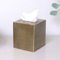 Brass Gold Textured Metal Tissue Box Holder Material: Home Decor & Accessories