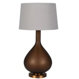 Frosted Hazel Glass Table Lamp with Linen Shade Material: Home Decor & Accessories/Lighting
