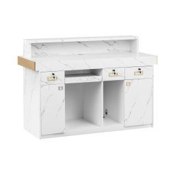 Reception Desk - with indirect lighting - lockable - pull-out keyboard shelf - marble look