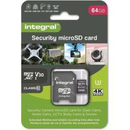 Integral 64GB High Endurance microSD Card – For Dash Cams, CCTV, Drones, 20,000 Hours Recording, New