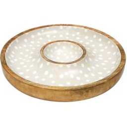 Dexam Sintra Mango Wood Spotted Chip & Dip Bowl - Stone