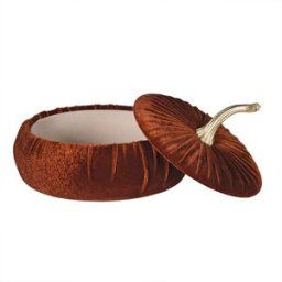 Burnt Orange Velvet Pumpkin Storage Box Material: Home Decor & Accessories