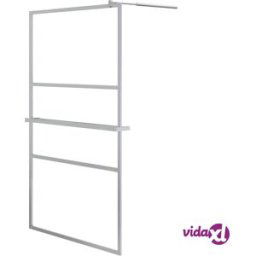 vidaXL Walk-in Shower Wall with Shelf Chrome 115x195 cm ESG Glass&Aluminium