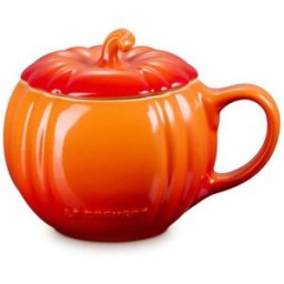 Le Creuset Halloween Stoneware 400ml Pumpkin Mug with Lid - Volcanic