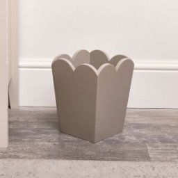 Taupe Wooden Scalloped Edge Waste Paper Bin - 18.5cm x 25cm Material: Home Decor & Accessories/Baskets & Bins