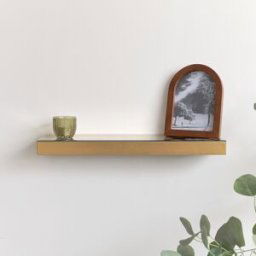 Champagne With Gold Edge Mirrored Floating Wall Shelf - 30cm Material: Furniture/Wall Cabinets & Shelving