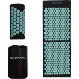 Akumata Long Acupressure Mat with Pillow Full-Body Massager 1 un. Black and Mint