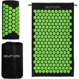 Akumata Classic Acupressure Mat with Pillow Back Massager 1 un. Black and Green