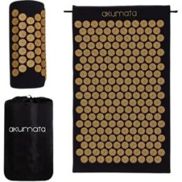Akumata Classic Acupressure Mat with Pillow Back Massager 1 un. Black and Gold