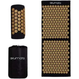 Akumata Long Acupressure Mat with Pillow Full-Body Massager 1 un. Black and Gold