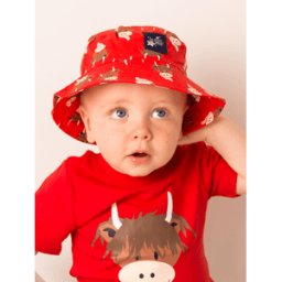 Hamish Highland Cow Summer Hat 0-6 Months Summer Clothes For Babies, Toddlers & Kids Red 0-6 Months