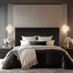 Harriet Black Velvet Channelled Ottoman Bed, Double