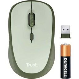 Trust Yvi+ Silent Wireless Mouse – Sustainable Design, 800-1600 DPI, Ambidextrous, USB Receiver, Quiet, Green