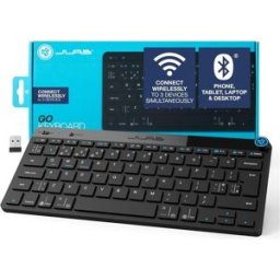 JLab Go Wireless Keyboard - Small Bluetooth Keyboard with 2.4G USB Connectivity, Multi Device Quiet Portable Keyboard for iPad/iPad Mini/Tablet/PC/Laptop/Android/Apple Mac, Flat Compact Design, New