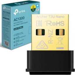 TP-LINK Archer T3U Nano AC1300 Wireless USB Adapter – Dual-Band, Miniature Design, MU-MIMO, WPA3 Security, Supports Windows & Mac OS