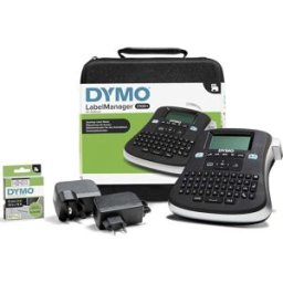 Dymo LabelManager 210D Handheld Label Maker Kit with QWERTY Keyboard, 12mm Black on White D1 Labels, and Carrying Case, New