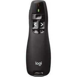 Logitech R400 Wireless Presentation Remote, 2.4 GHz, USB-Receiver, Red Laser Pointer, 15-Meter Operating Range, 6 Buttons, Intuitive Slideshow Control, Battery Indicator, PC - Black, New