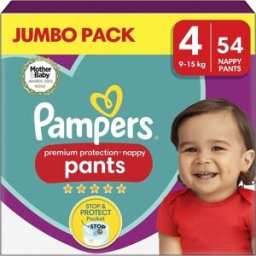 Pampers Premium Protection Nappy Pants Size 4, 54 Nappies, 9kg - 15kg, Jumbo+ Pack, Pampers Comfort & Protection In Easy-on Pants