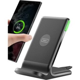 INIU Wireless Charger Stand – 15W Qi Fast Charging Dock, Adaptive LED Charging Station for iPhone 8-16, Samsung S9-S22, LG V40, Pixel 6-8