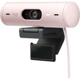 Logitech Brio 500 Full HD Webcam – Auto Light Correction, Dual Mics, Privacy Cover, USB-C, Pink