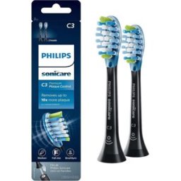 Genuine Philips Sonicare C3 Premium Plaque Control Toothbrush Head, HX9042/95, 2-pk, Black