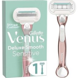 Gillette Venus Deluxe Smooth Sensitive RoseGold Women's Razor- 1 Blade, 5 Diamond‐Like Coated Blades