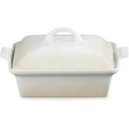 Le Creuset 23cm Heritage Square Dish with Lid – Meringue Stoneware, New