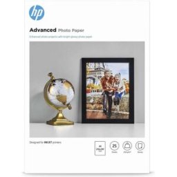 HP Q5456A Advanced Glossy Photo Paper – A4 (210 x 297 mm), 250 gsm, 25 Sheets, White