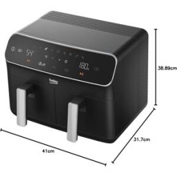 Beko Dual Zone Air Fryer ExpertFry FRL5388B – 8.5L Capacity, Smart Finish, Match Cook, 9 Automatic Functions, Dehydrate, Black