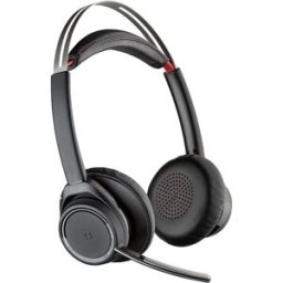 Plantronics - Voyager Focus UC with Charge Stand (Poly) - Bluetooth Dual-Ear (Stereo) Headset with Boom Mic - USB-A PC/Mac Compatible - Active Noise Canceling-Works with Teams (Certified), Zoom & more, New