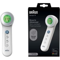 Braun Sensian 7 Forehead non-contact thermometer - Age Precision Technology - 3-in-1 Colour-Coded Digital Display - Baby and Child Friendly - BNT400B, New