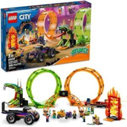 Lego City Stuntz Double Loop Stunt Arena (60339) – Monster Truck Playset with Motorcycles, Ramp & 7 Minifigures, Age 7+, New ( Damaged Box)