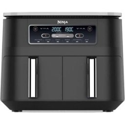 Ninja Foodi Dual Zone Digital Air Fryer, 2 Drawers, 7.6L, 6-in-1 Cooks 4-6 Portions, Non-Stick, Dishwasher Safe Baskets, Black, New/damaged box