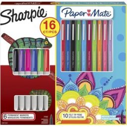 Sharpie Permanent Marker & Paper Mate Flair Pen Set – Assorted Colours, 16-Pack