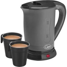 Garmin Quest Black Travel Kettle with 2 Cups – Portable, Lightweight, Dual Voltage