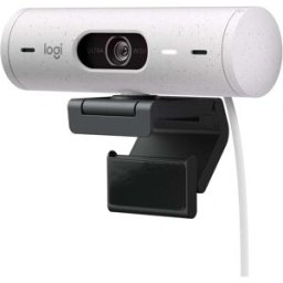 Logitech Brio 500 Full HD Webcam – Auto Light Correction, Dual Mics, Privacy Cover, USB-C, White