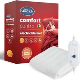 Silentnight Comfort Control Electric Blanket - Single 135x72cm, 3 Heat Settings, Fast Heat, Overheat Protection, Machine Washable, New