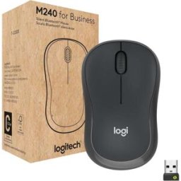 Logitech M240 for Business Silent Wireless Mouse, Secure Logi Bolt USB Receiver, Bluetooth, Globally Certified for Windows, Mac, Chrome, Linux, iPadOS, Android - Graphite