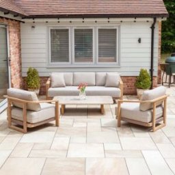 Harbour Lifestyle Tivoli 3 Seat Sofa Set with Marble Coffee Table in Fawn