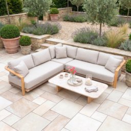 Harbour Lifestyle Tivoli Corner Set with Marble Coffee Table in Fawn